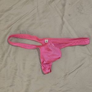 Neon Pink  Muscleskins Men's Thong Swimsuit - Large